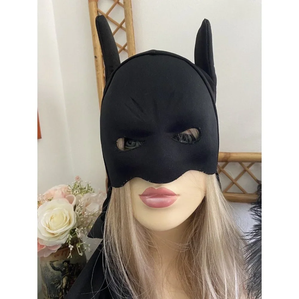 Black Batman Halloween Mask Cape‎ Costume Adult Child Sz Small 35